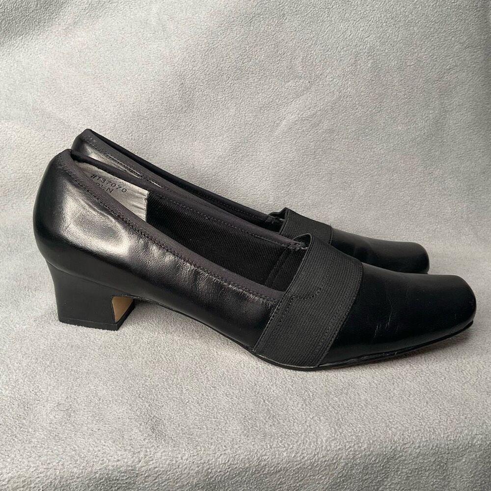 Ros Hommerson Women Size 9,5 Shoes Black Suede Pump Slip On Comfort Career Heels